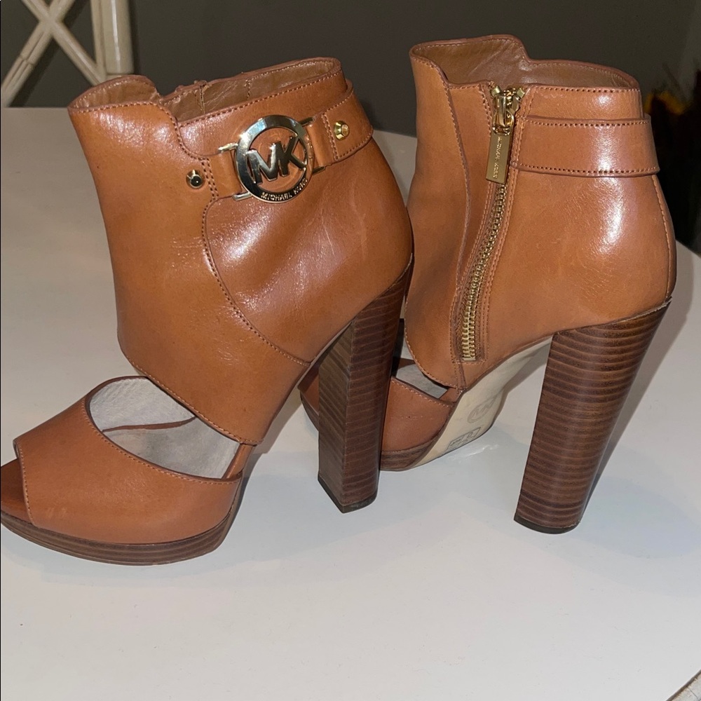 Michael Kors Brown Peep-Toe Heeled Boots